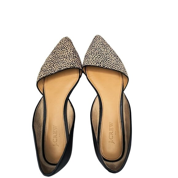J. Crew‎ Zoe Calf Hair Leather D’Orsay Flats in Black/Tan, Size 9 - Picture 6 of 7